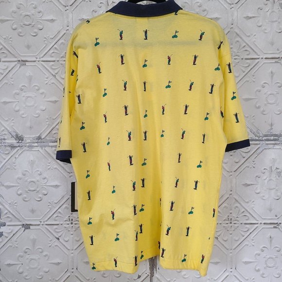 Vintage New JANTZEN Golf Golfing All Over Graphic Print Mens POLO Shirt Large - Picture 2 of 8